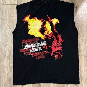 Vintage ROB ZOMBIE Zombie Live 2009 T-Shirt  ROCK Heavy Metal Sz xl no sleeve